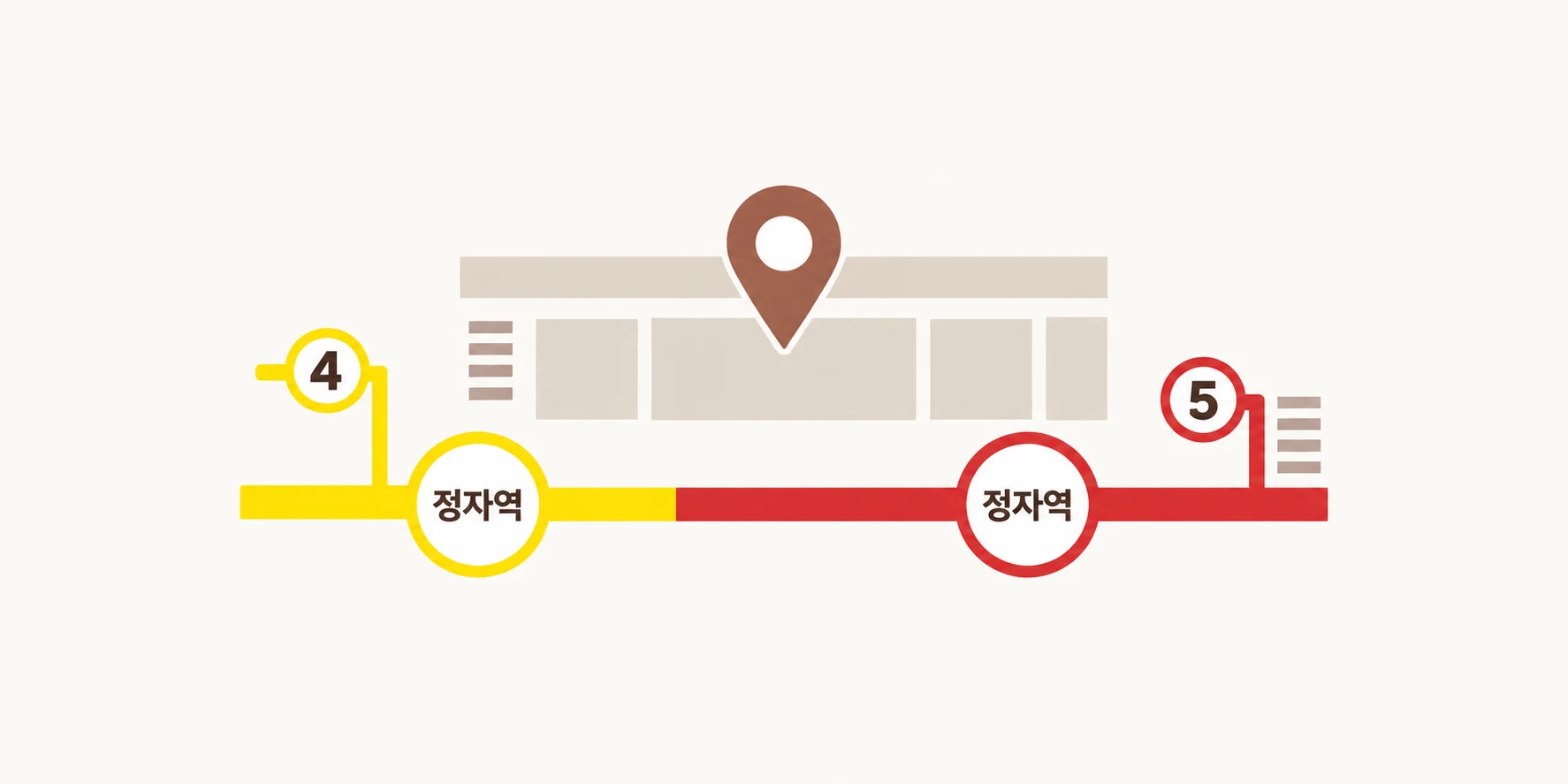 정자역 4번·5번 출구와 시그마타워 위치를 표시한 약도